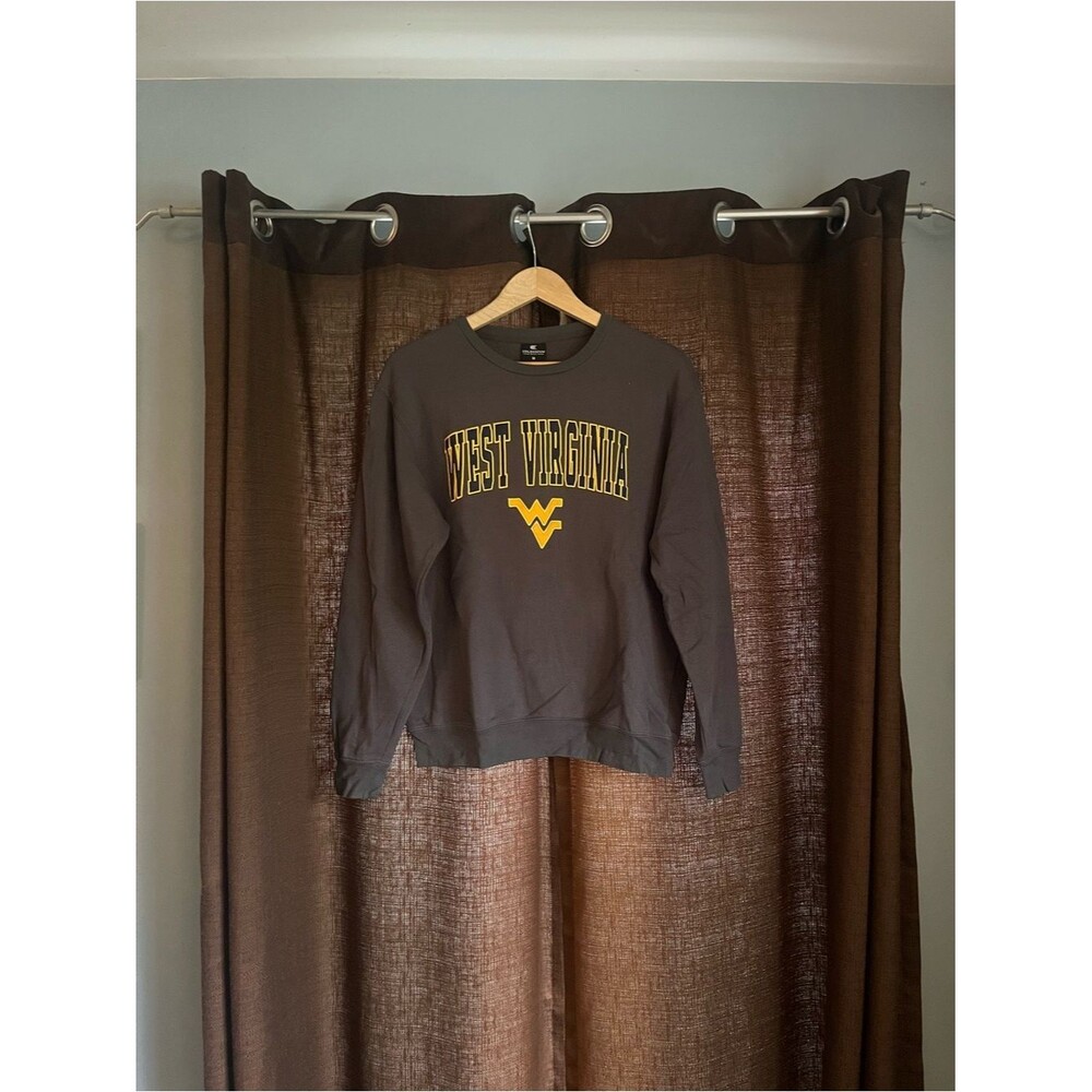 West Virginia University Crewneck Sweatshirt in Dark Gray with Yellow Logo